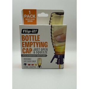 Flip It - Bottle Emptying Cap Reuseable  1 Stands 3 Adapters Just Open & Squeeze